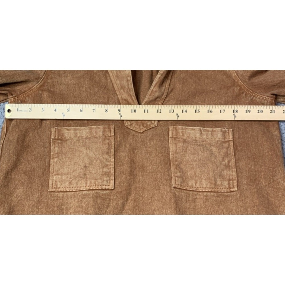 Forever That Girl Anthropologie Shirt Womens Small Ochre Washed Pullover V Neck - Picture 3 of 9